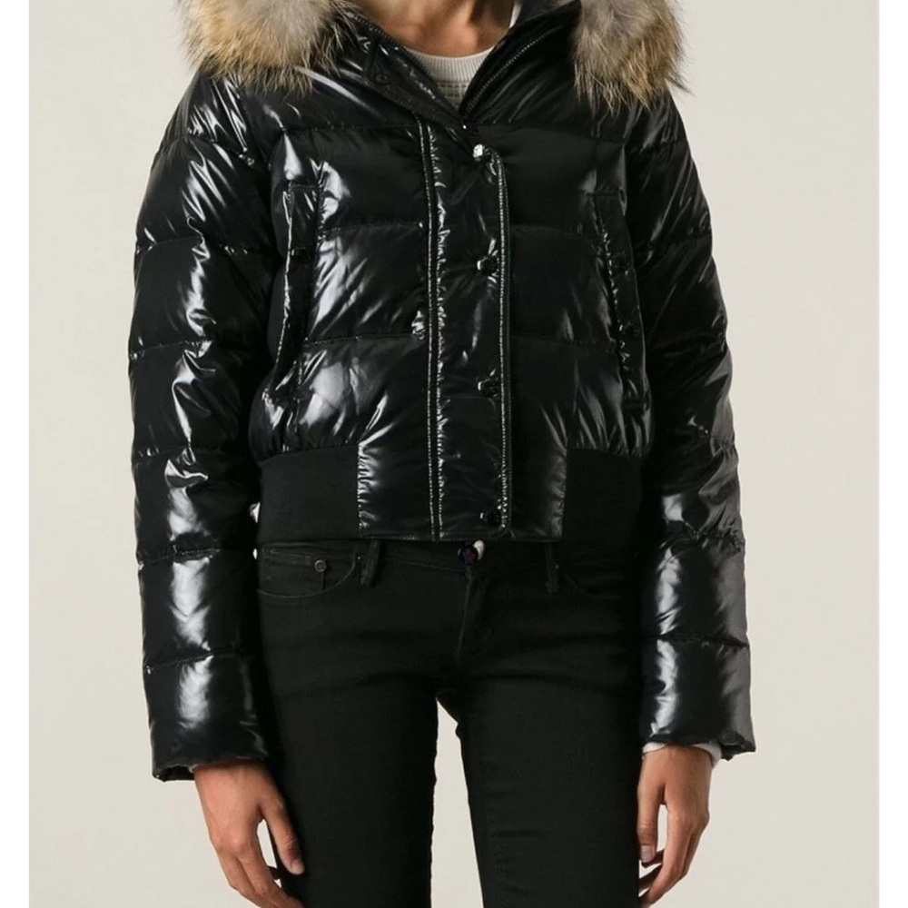 Moncler Black Alpin Puffer Jacket with Fur Trim